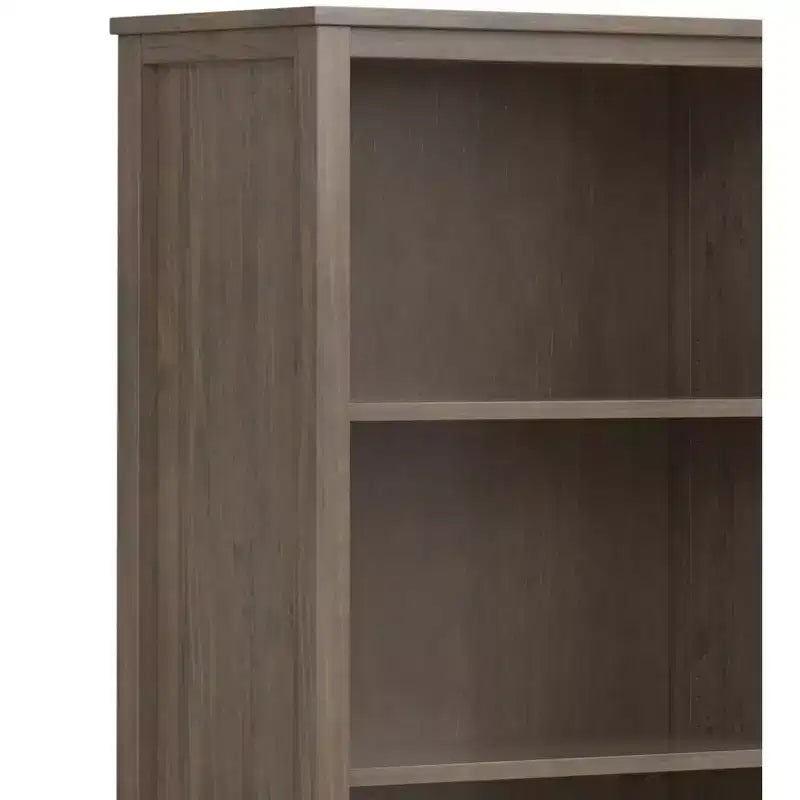 SOLID WOOD 72 inch x 30 inch Transitional Bookcase with Storage, Shaker Doors, Open Shelves, Smoky Brown
