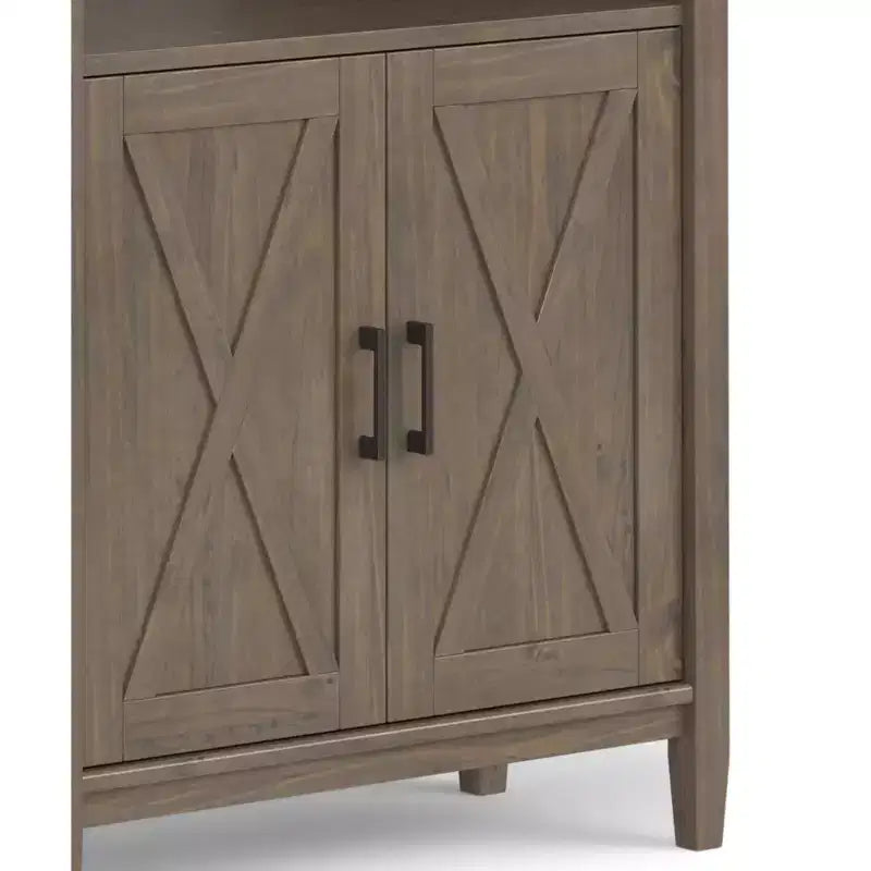 SOLID WOOD 72 inch x 30 inch Transitional Bookcase with Storage, Shaker Doors, Open Shelves, Smoky Brown