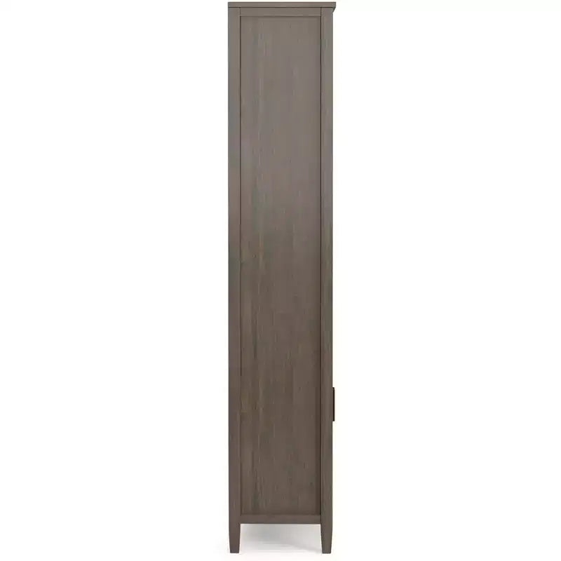 SOLID WOOD 72 inch x 30 inch Transitional Bookcase with Storage, Shaker Doors, Open Shelves, Smoky Brown
