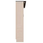 Letto a scomparsa Queen Size, Letto a scomparsa matrimoniale in legno con luce LED, Letto a scomparsa pieghevole con per camera degli ospiti, Beige