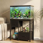 Mobile per acquario da 75-110 litri con prese elettriche, supporto per acquario in metallo e legno resistente con 2 cassetti e gambe robuste