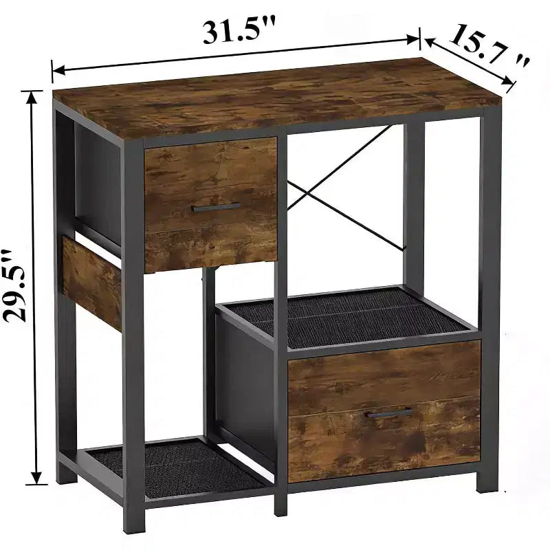 20-29 Gallon Fish Tank Stand with Power Outlets, Heavy Duty Metal and Wood Aquarium Stand with 2 Drawer and Sturdy Legs