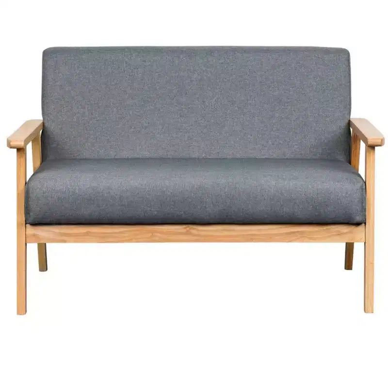 Modern 45 Wooden Linen Upholstered Loveseat