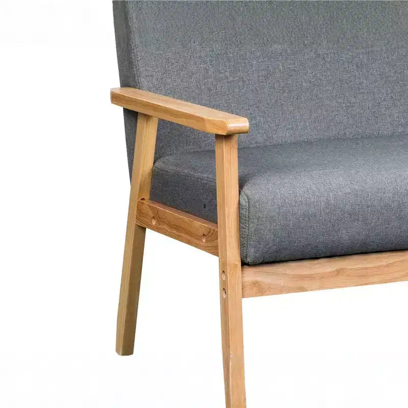 Modern 45 Wooden Linen Upholstered Loveseat