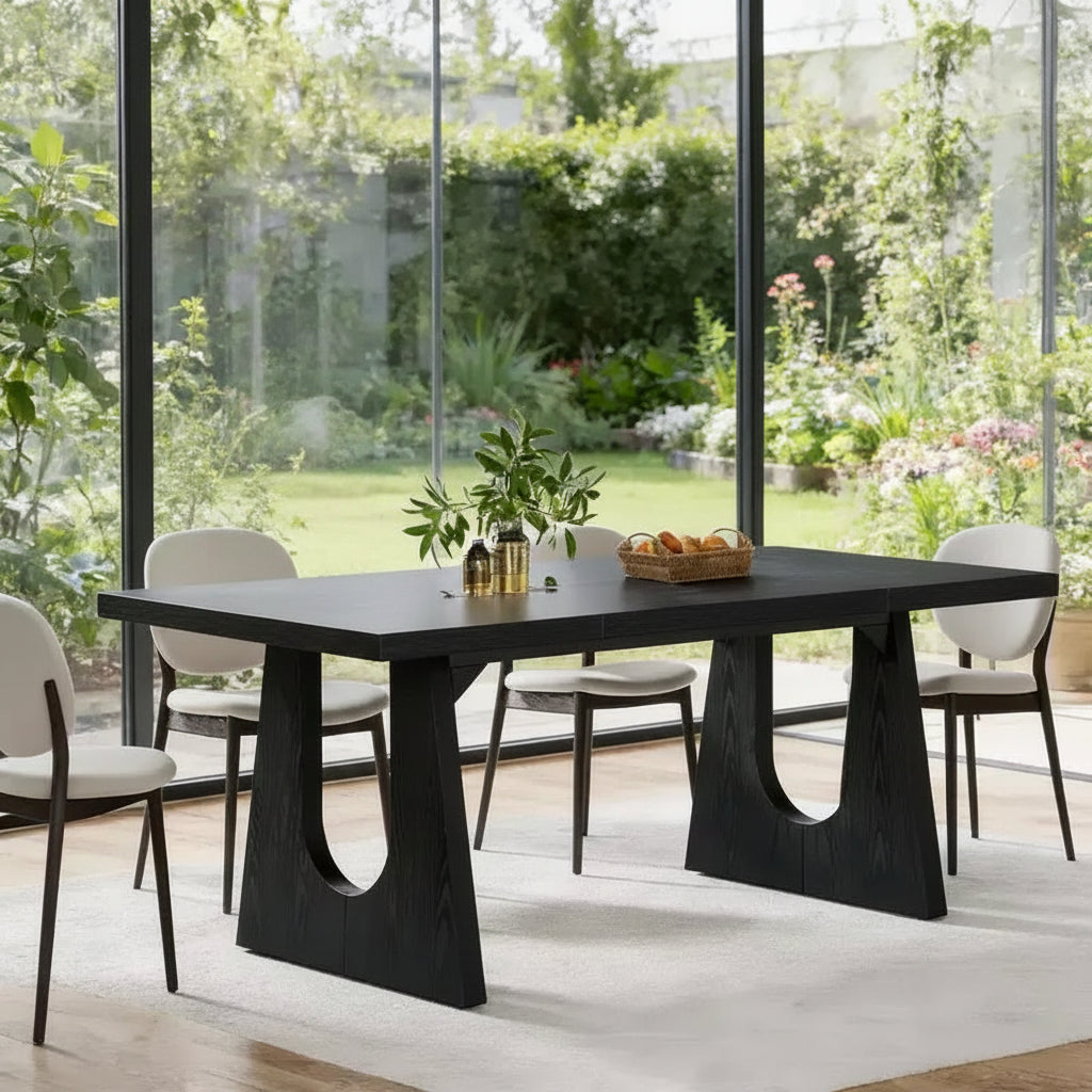 Wood Dining Table, 70 Rectangular Kitchen Table for 6-8 People
