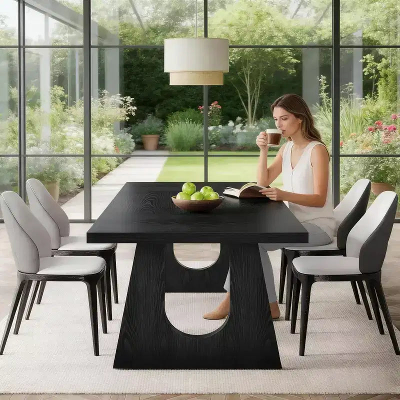Wood Dining Table, 70 Rectangular Kitchen Table for 6-8 People