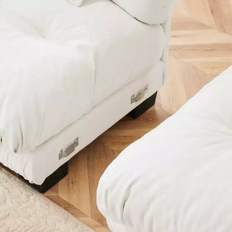 Couch 2 Seater Sofa with 2 Lumbar Pillows and 2 Throw Pillows for Living Room White