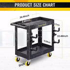 Carrello avvolgibile per carichi pesanti, 2 ripiani, capacità 385 kg, con ruote bloccabili per garage, magazzino e pulizia