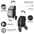 Carrello portaspese pieghevole in alluminio con ruote e borsa rimovibile