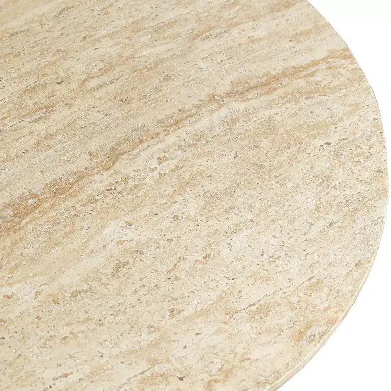 Round Coffee Table Fiberstone Pedestal Accent Table for Indoor or Outdoor Use, Sculpted Design with Anti-Slip Foot Pads