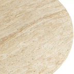 Tavolino rotondo in fiberstone con base a piedistallo, tavolino d'appoggio per interni o esterni, design scolpito con piedini antiscivolo