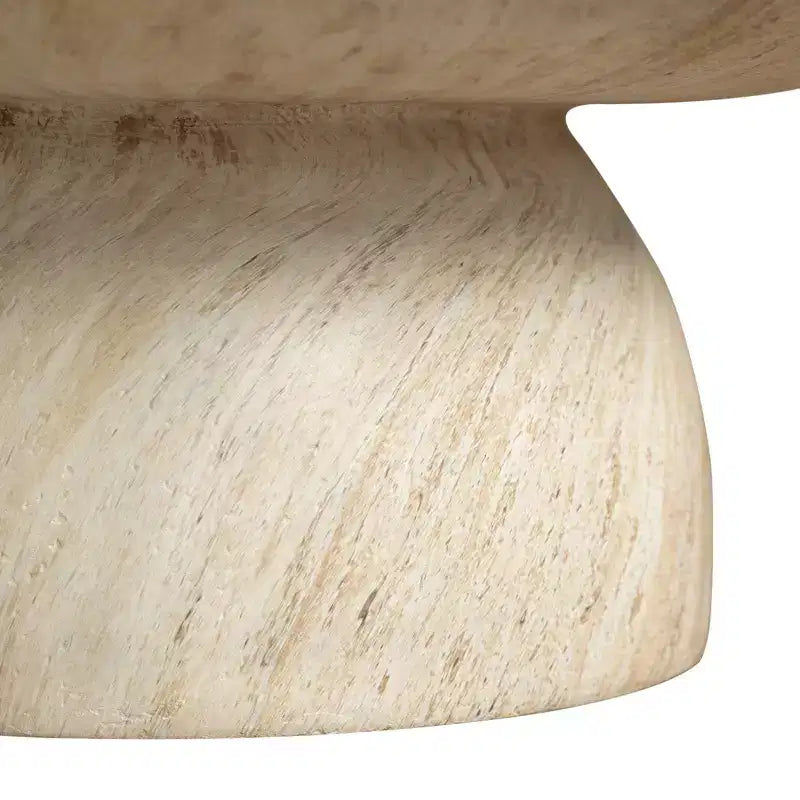 Round Coffee Table Fiberstone Pedestal Accent Table for Indoor or Outdoor Use, Sculpted Design with Anti-Slip Foot Pads