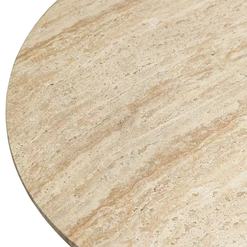 Round Coffee Table Fiberstone Pedestal Accent Table for Indoor or Outdoor Use, Sculpted Design with Anti-Slip Foot Pads