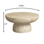 Tavolino rotondo in fiberstone con base a piedistallo, tavolino d'appoggio per interni o esterni, design scolpito con piedini antiscivolo