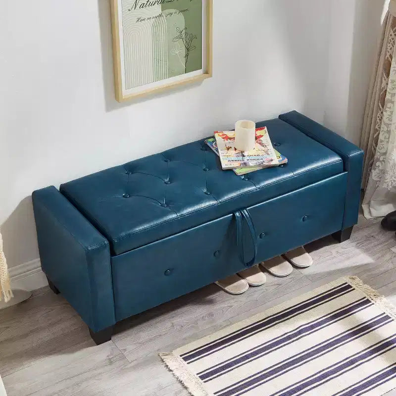 48 Modern PU Leather Storage Bench with Flip-Top, Entryway Bench with Storage for Living Room, Bedroom, or Entryway