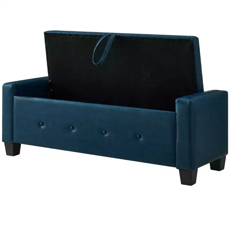 48 Modern PU Leather Storage Bench with Flip-Top, Entryway Bench with Storage for Living Room, Bedroom, or Entryway