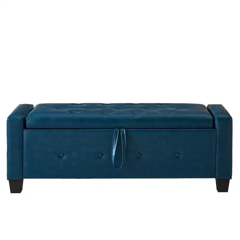 48 Modern PU Leather Storage Bench with Flip-Top, Entryway Bench with Storage for Living Room, Bedroom, or Entryway