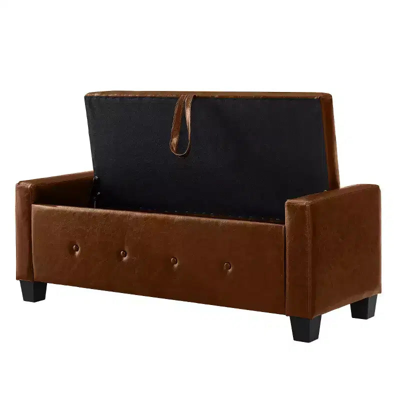 48 Modern PU Leather Storage Bench with Flip-Top, Entryway Bench with Storage for Living Room, Bedroom, or Entryway