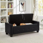 Panca portaoggetti moderna da 122 cm in pelle sintetica con coperchio a ribalta, panca da ingresso con contenitore per soggiorno, camera da letto o ingresso