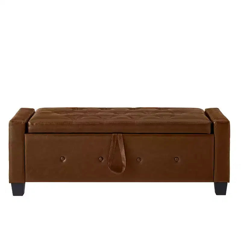 48 Modern PU Leather Storage Bench with Flip-Top, Entryway Bench with Storage for Living Room, Bedroom, or Entryway