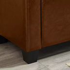 Panca portaoggetti moderna da 122 cm in pelle sintetica con coperchio a ribalta, panca da ingresso con contenitore per soggiorno, camera da letto o ingresso