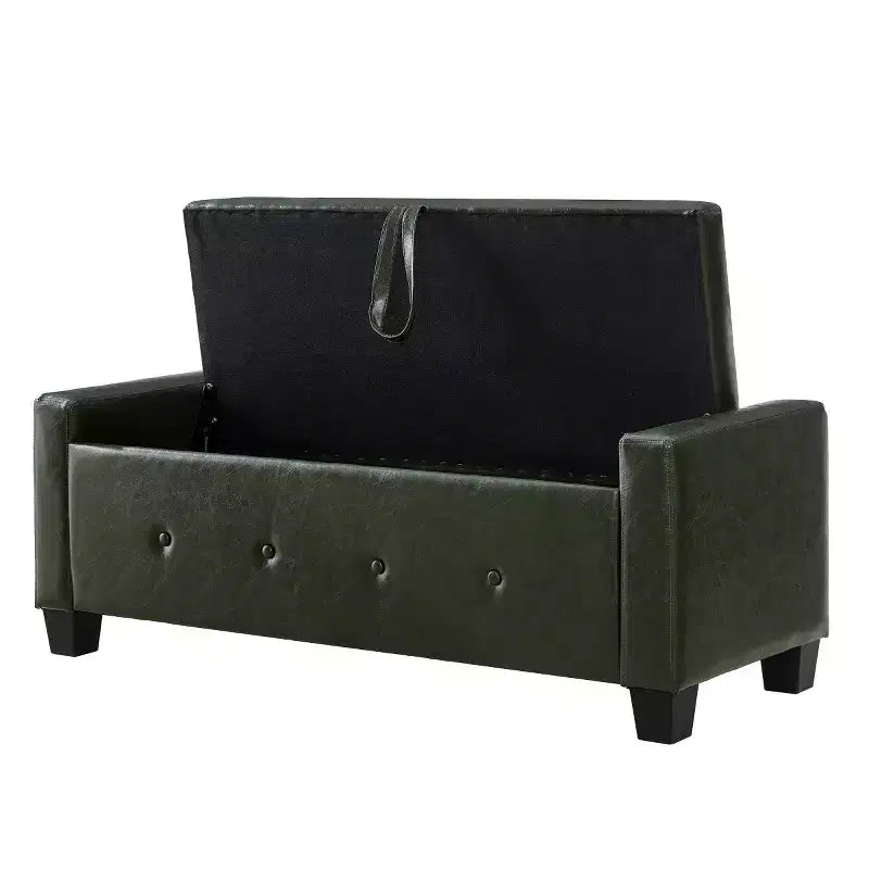 48 Modern PU Leather Storage Bench with Flip-Top, Entryway Bench with Storage for Living Room, Bedroom, or Entryway