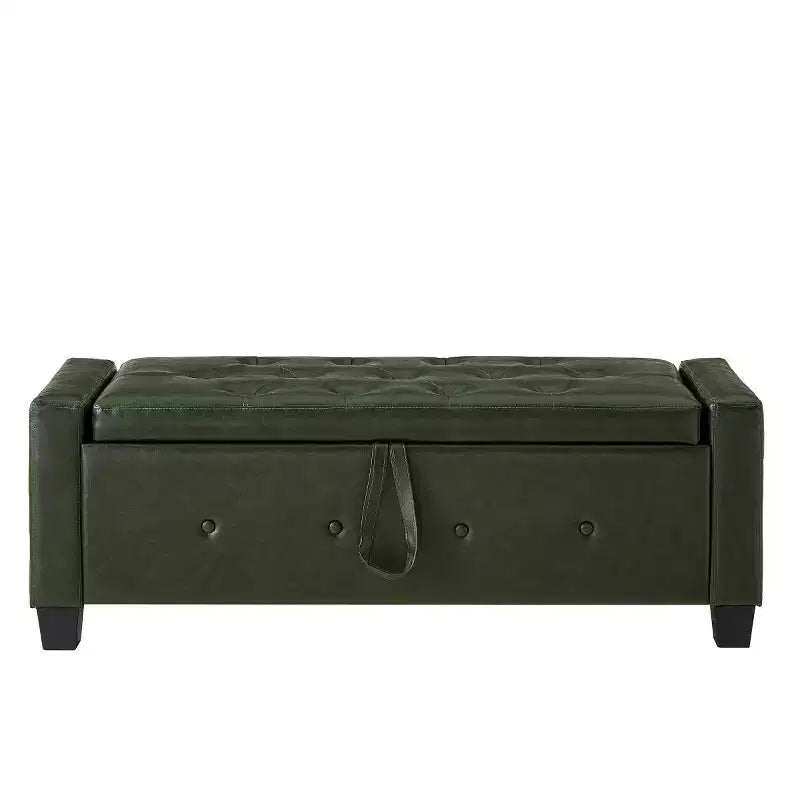 48 Modern PU Leather Storage Bench with Flip-Top, Entryway Bench with Storage for Living Room, Bedroom, or Entryway