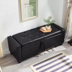 Panca portaoggetti moderna da 122 cm in pelle sintetica con coperchio a ribalta, panca da ingresso con contenitore per soggiorno, camera da letto o ingresso