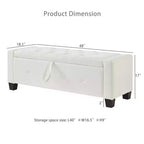 Panca portaoggetti moderna da 122 cm in pelle sintetica con coperchio a ribalta, panca da ingresso con contenitore per soggiorno, camera da letto o ingresso