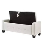Panca portaoggetti moderna da 122 cm in pelle sintetica con coperchio a ribalta, panca da ingresso con contenitore per soggiorno, camera da letto o ingresso