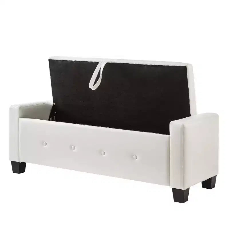 48 Modern PU Leather Storage Bench with Flip-Top, Entryway Bench with Storage for Living Room, Bedroom, or Entryway