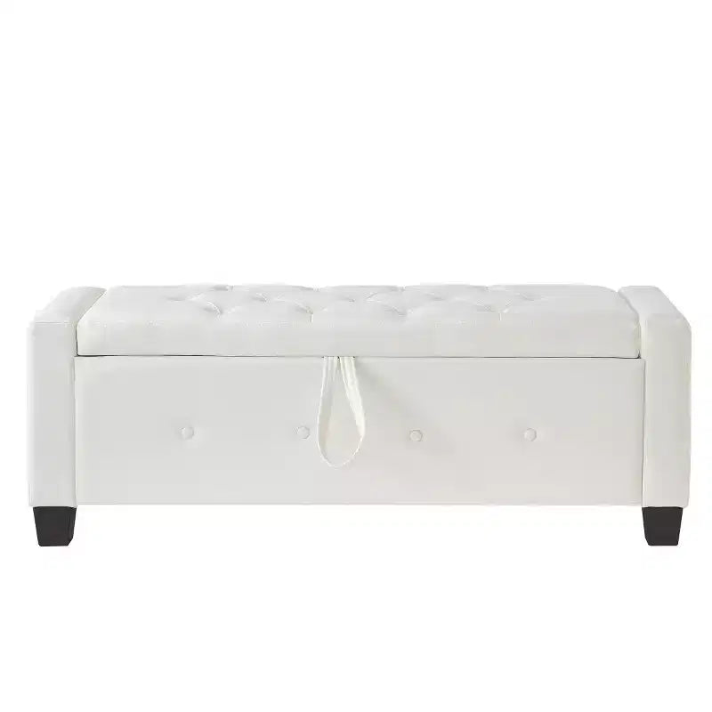 48 Modern PU Leather Storage Bench with Flip-Top, Entryway Bench with Storage for Living Room, Bedroom, or Entryway