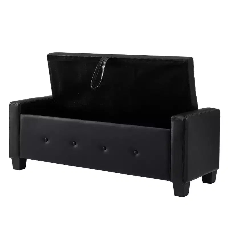 48 Modern PU Leather Storage Bench with Flip-Top, Entryway Bench with Storage for Living Room, Bedroom, or Entryway