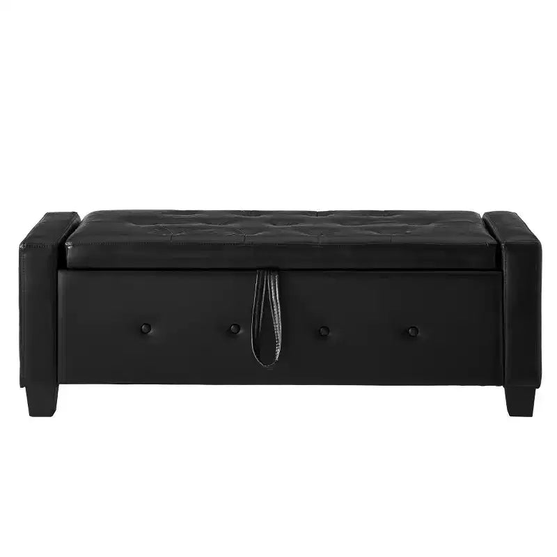 48 Modern PU Leather Storage Bench with Flip-Top, Entryway Bench with Storage for Living Room, Bedroom, or Entryway