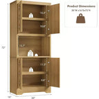 Mobile dispensa da cucina alto 72 pollici - Credenza indipendente in legno con anta intagliata e maniglia in cristallo per sala da pranzo e soggiorno
