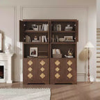 Mobile dispensa da cucina alto 72 pollici - Credenza indipendente in legno con anta intagliata e maniglia in cristallo per sala da pranzo e soggiorno