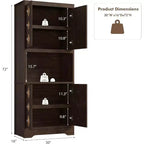 Mobile dispensa da cucina alto 72 pollici - Credenza indipendente in legno con anta intagliata e maniglia in cristallo per sala da pranzo e soggiorno