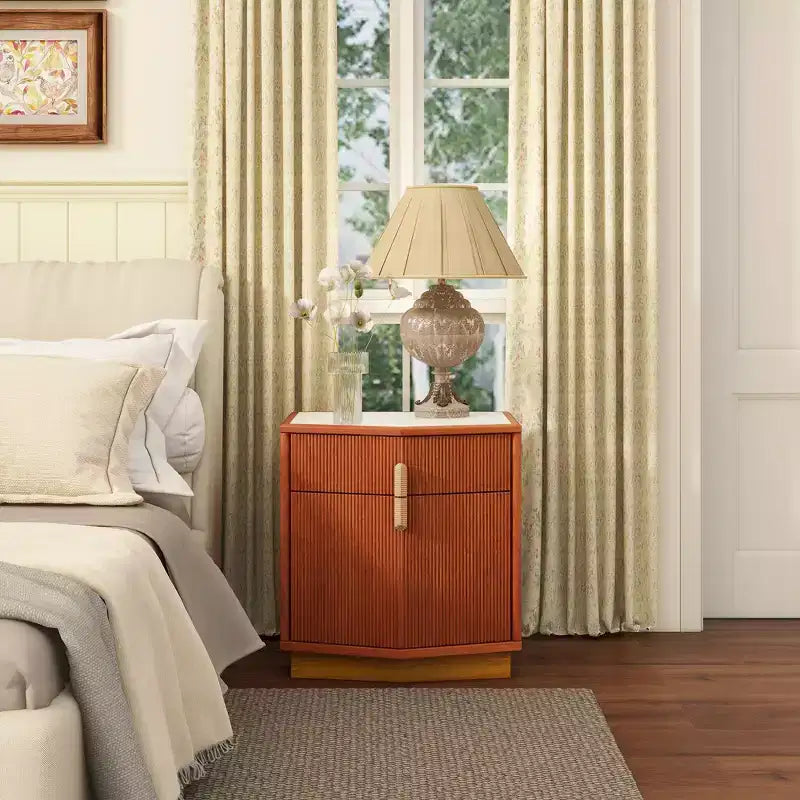 Modern Bulging Designed Storage Nightstand with 2 Drawers