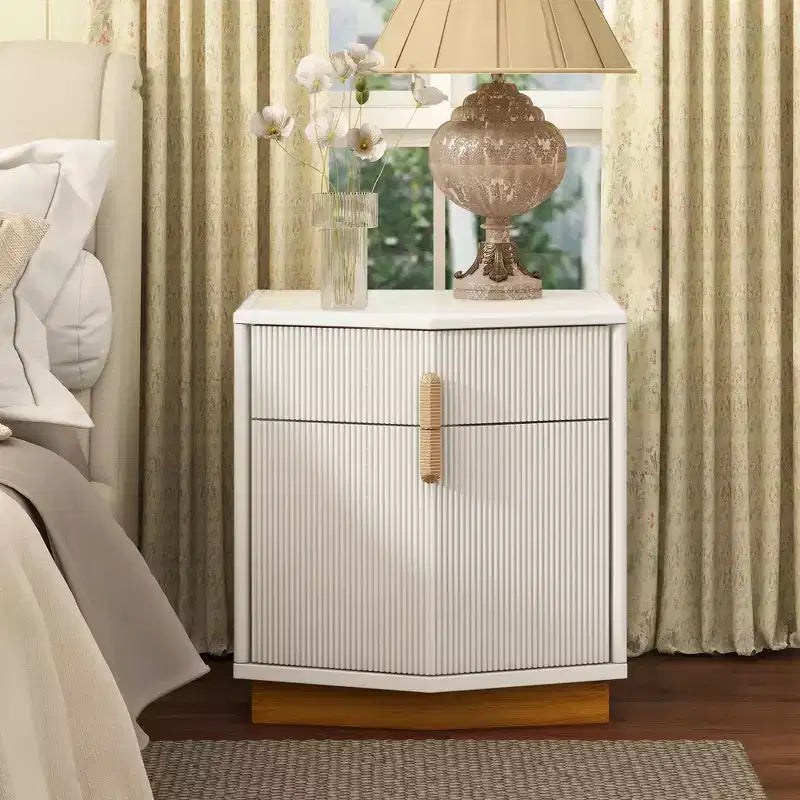 Modern Bulging Designed Storage Nightstand with 2 Drawers