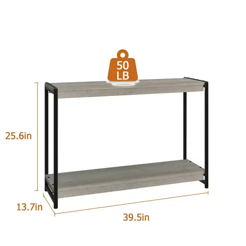 40 Farmhouse Console Table with 2 Shelves Grey Slatted Sofa & Entryway Table