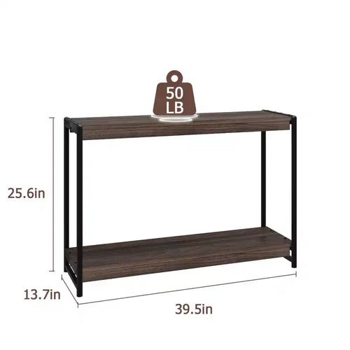 40 Farmhouse Console Table with 2 Shelves Grey Slatted Sofa & Entryway Table