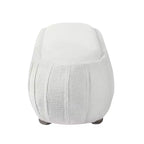 Pouf moderno ovale in legno con rivestimento bouclé