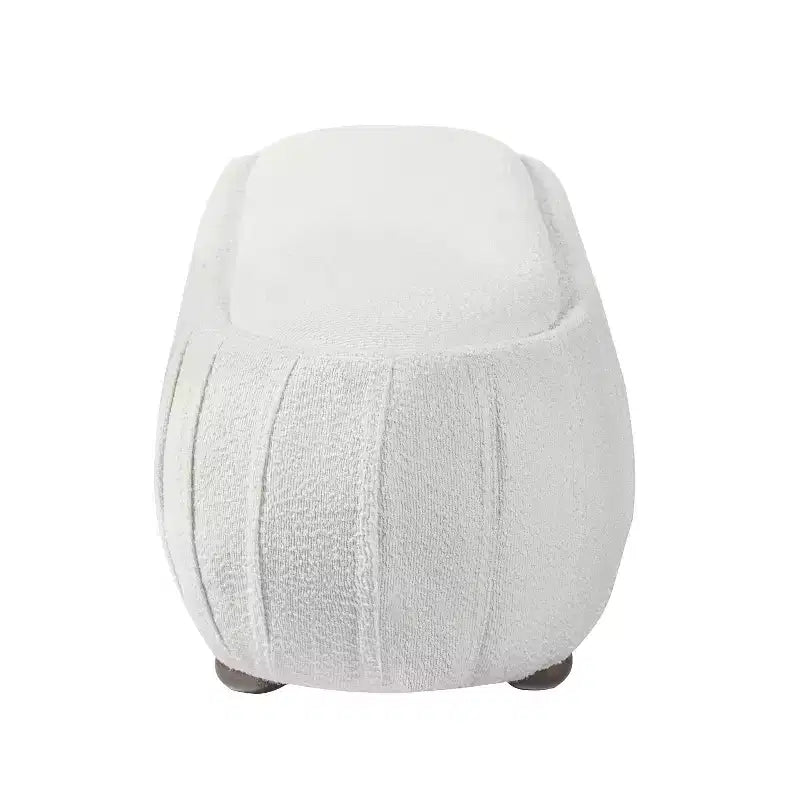 Modern Wooden Boucle Upholstered Ottoman with Oval Shape