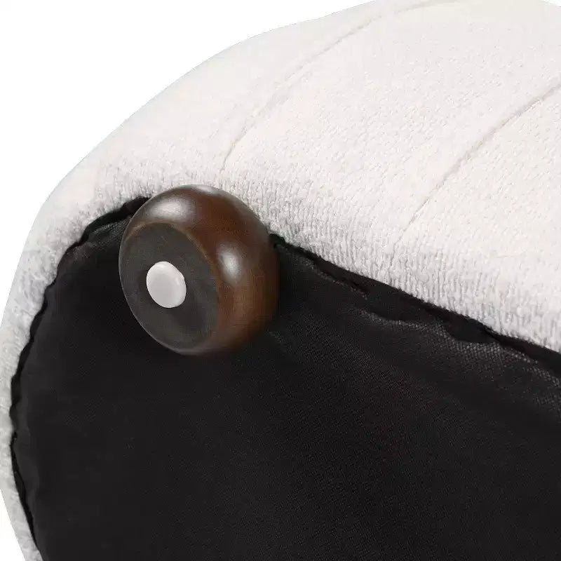 Modern Wooden Boucle Upholstered Ottoman with Oval Shape