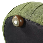 Pouf moderno ovale in legno con rivestimento bouclé