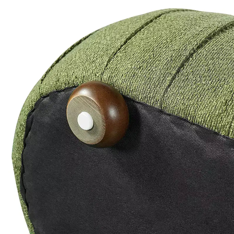 Modern Wooden Boucle Upholstered Ottoman with Oval Shape