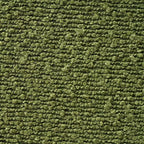 Pouf moderno ovale in legno con rivestimento bouclé