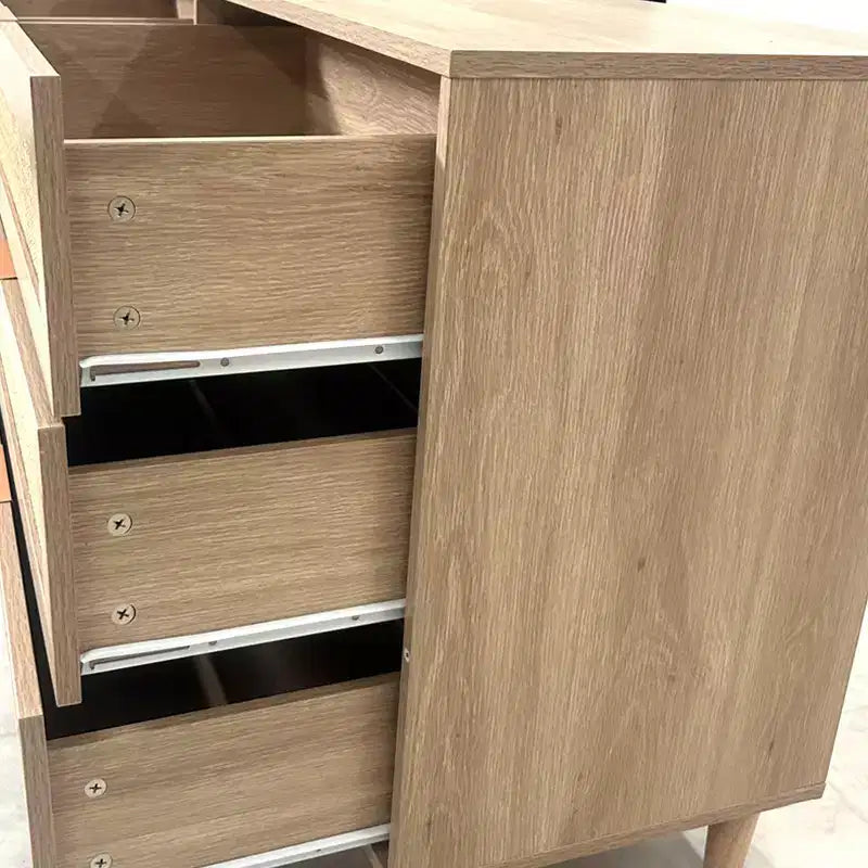 59.06-inch 6-Drawer Rattan Storage Cabinet with White Drawer Slides, Suitable for Bedrooms, Features Storage Space,Natural