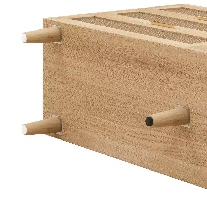 59.06-inch 6-Drawer Rattan Storage Cabinet with White Drawer Slides, Suitable for Bedrooms, Features Storage Space,Natural