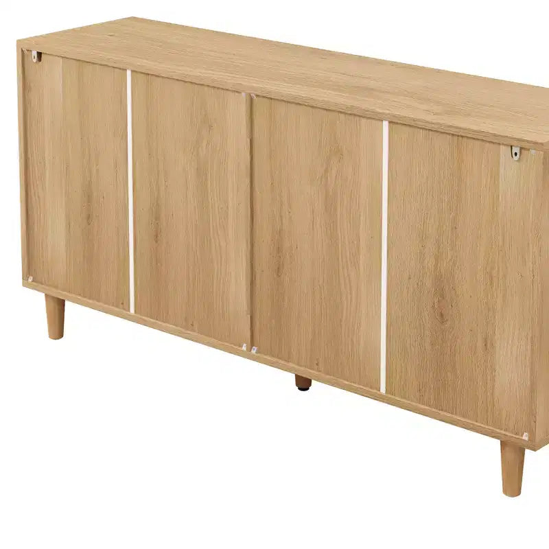 59.06-inch 6-Drawer Rattan Storage Cabinet with White Drawer Slides, Suitable for Bedrooms, Features Storage Space,Natural